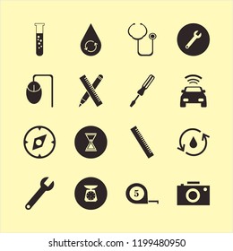 instrument icon. instrument vector icons set computer mouse, tape measure, ruler and pencil and compass