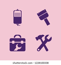 instrument icon. instrument vector icons set paint brush, drop counter, toolbox and wrench hammer