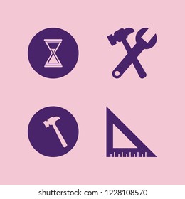 instrument icon. instrument vector icons set ruler, hammer, hourglass and wrench hammer