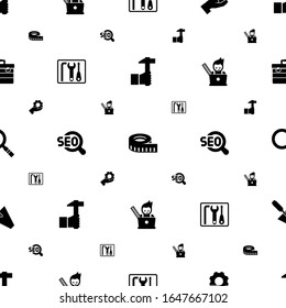 instrument icons pattern seamless. Included editable filled Handicraft, measuring, Services, repair kit, SEO, graphic designer, Magnifier icons. instrument icons for web and mobile.
