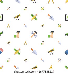 instrument icons pattern seamless. Included editable flat Pencil & ruler, tools, stepladder, telescope, Handicraft, trowel, Astronomy icons. instrument icons for web and mobile.