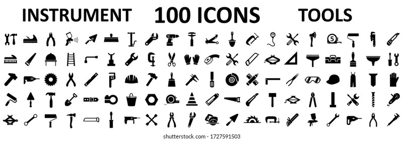 Instrument icons set. Construction tool icon collection – stock vector