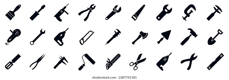 Instrument icons set. Construction tool icon collection – for stock