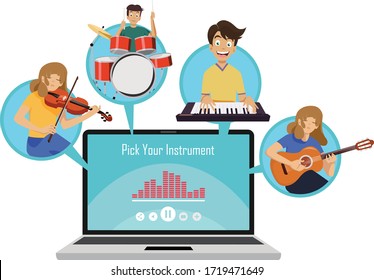 Instrument online course selection form laptop illustration