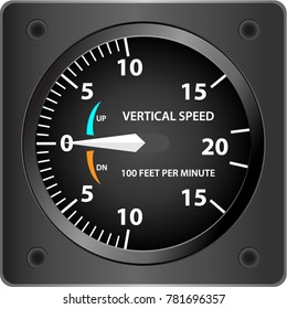 Instrument plane Vertical speed navigation indicator on a white background