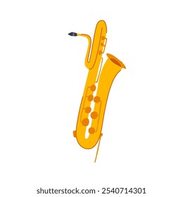 Instrument Saxophon Cartoon. Bläser, Klangimprovisation, Performance Musiker Instrument Saxophonzeichen. einzelne Symbol, Vektorgrafik