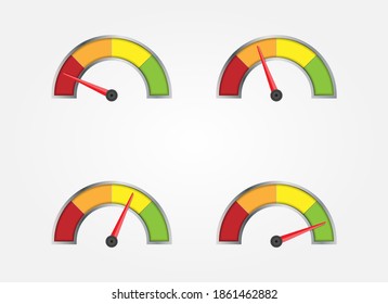Instrument scale with p-colored sectors and different degrees of arrow deflection. Simple design