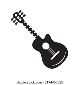 Instrument strings music guitar icon | Black Vector illustration |