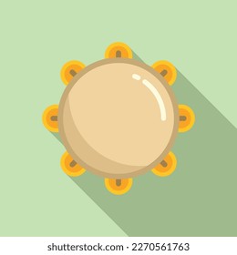 Instrument tambourine icon flat vector. Music drum. Samba carnival