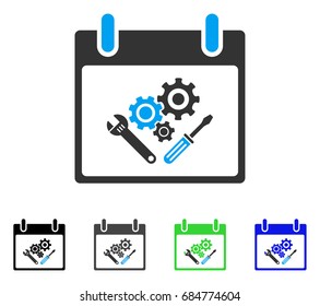 Instrument Tools Calendar Day flat vector pictograph. Colored instrument tools calendar day gray, black, blue, green pictogram variants. Flat icon style for application design.