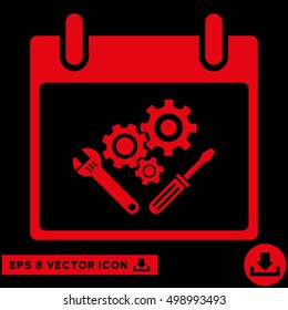 Instrument Tools Calendar Day icon. Vector EPS illustration style is flat iconic symbol, red color.