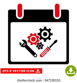 Instrument Tools Calendar Day icon. Vector EPS illustration style is flat iconic bicolor symbol, intensive red and black colors.