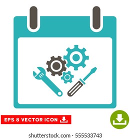 Instrument Tools Calendar Day icon. Vector EPS illustration style is flat iconic bicolor symbol, grey and cyan colors.
