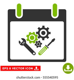 Instrument Tools Calendar Day icon. Vector EPS illustration style is flat iconic bicolor symbol, eco green and gray colors.