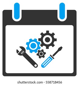 Instrument Tools Calendar Day vector toolbar icon. Style is bicolor flat icon symbol, blue and gray colors, white background.