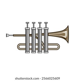 instrument trumpet cartoon. jazz classical, horn valves, bell mouthpiece instrument trumpet sign. isolated symbol vector illustration