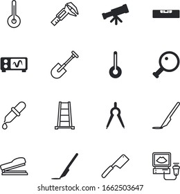 conjunto de iconos vectoriales de instrumentos como: cielo, renovación, pipeta, química, jardín, milímetro, sonograma, regla, construcción, pantalla, examen, técnico, cuentagotas, portátil, espíritu, suministro, señal
