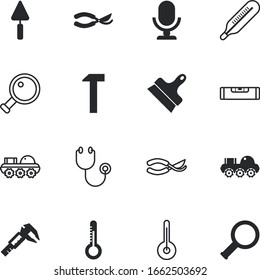 instrument vector icon set such as: indicator, cooking, head, claw, patient, diagnostic, steel, caliper, single, colorl, tools, treatment, freeze, workshop, red, stethoscope, goal, digital, accuracy