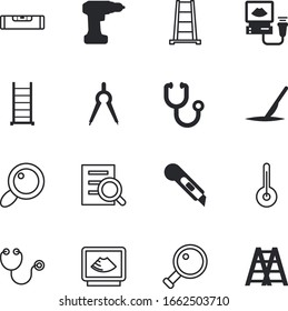 instrument vector icon set such as: karaoke, project, air, plan, screw, sterile, red, drill, retro, household, screwdriver, drafting, steel, season, skin, razor, icons, professional, stationery