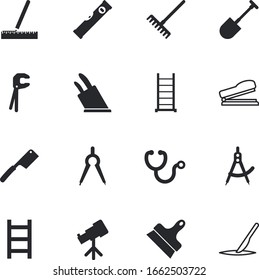 instrument vector icon set such as: clean, meter, worker, number, serious, spanner, angle, store, stapler, plastering, position, outdoor, bubble, stair, circle, centimeter, house, lens, operate