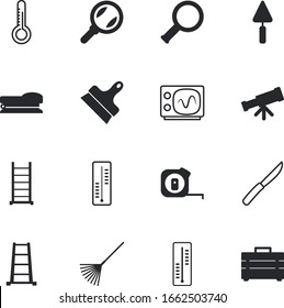 instrument vector icon set such as: roulette, eat, nature, bag, clean, toolkit, structure, cutting, agriculture, accessory, stepladder, steel, universal, long, power, abstract, mechanic, astronomy
