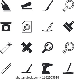 instrument vector icon set such as: audio, supply, air, screw, architecture, mass, diet, holding, media, fix, record, weight, marketing, businessman, drill, accessory, electric, communication