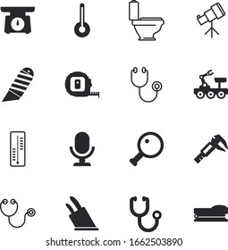 instrument vector icon set such as: caliper, vernier, antenna, ufos, liquid, man, vehicle, instruments, table, studio, weight, dark, launch, retro, desk, spyglass, handy, art, microphone, gardening