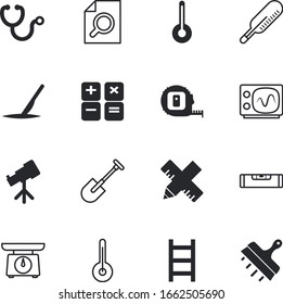 instrument vector icon set such as: empty, scoop, test, weight, industrial, blue, heart, pencil, tools, spy, millimeter, discover, retro, text, businessman, broadcast, geometric, astronomy, spyglass