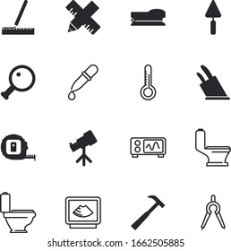 instrument vector icon set such as: meal, puncher, medieval, architect, monitor, technique, fluid, sonogram, divider, electric, technical, machine, universe, scanner, drop, army, breakfast, pictogram