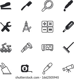 instrument vector icon set such as: blueprint, monitor, drawing, engineer, options, plant, length, vehicle, agriculture, transport, magnifying, stapler, gardening, screen, celsius, planetarium