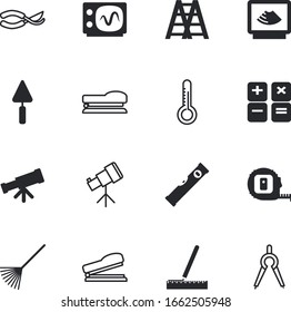 instrument vector icon set such as: soil, folding, stair, distance, architect, temperature, degree, draw, meteorology, outdoor, scissors, shape, accounting, fahrenheit, mobile, worker, spring