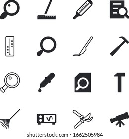 instrument vector icon set such as: raking, electronic, high, pruner, farming, mathematics, skin, operation, tube, clean, protractor, pipette, chemistry, blood, rulers, accessory, shape, meteo