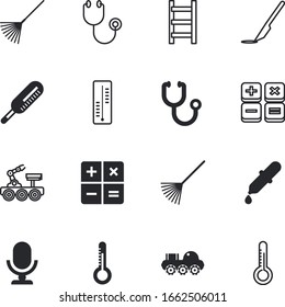 conjunto de iconos vectoriales de instrumentos como: aire, corte, cuentagotas, comunicación, entrevista, cuentagotas, micrófono, sombra, radio, audio, escalera, portátil, quirúrgico, cirujano, doblado, operación, intervención