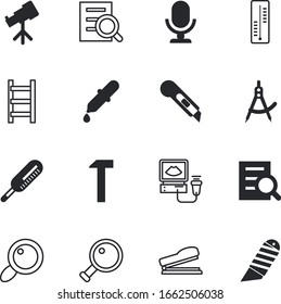 conjunto de iconos vectoriales de instrumentos como: pipeta, universo, máquina, planetario, audio, gota, brújula, perforador, aplomo, cielo, taller, spyglass, voz, servicio, aprendizaje, química, telescopio, tubo, escritorio