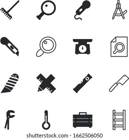 instrument vector icon set such as: marketing, style, cook, raking, horizontal, set, maintenance, triangle, worker, contractor, staircase, spanner, climate, engineering, ladder, agricultural, button