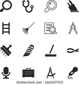 instrument vector icon set such as: toolbox, wrench, exploration, gardener, home, success, healthy, diagnostic, autumn, portable, clinical, cook, sick, metallic, dinner, line, season, health, utensil