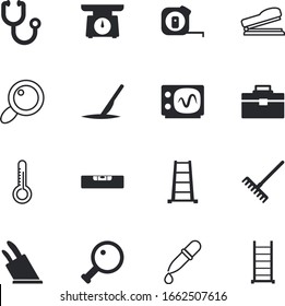 instrument vector icon set such as: sterile, degree, cartoon, toolkit, mass, surface, plastic, medic, electrical, rubber, fluid, rake, surgeon, medieval, toolbox, garden, freeze, maintenance, case