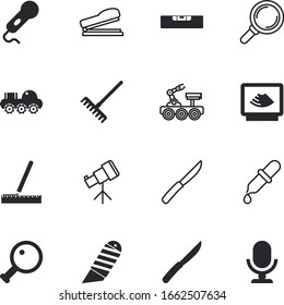 instrument vector icon set such as: agricultural, set, geometric, soil, staple, eyedropper, stapling, high, raking, technique, balance, meter, liquid, math, drafting, measurement, tube, wooden