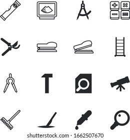 instrument vector icon set such as: drop, view, operation, folding, universe, liquid, space, high, laboratory, heart, chemistry, pipet, ladder, telescope, industry, talk, mic, clipper, examining