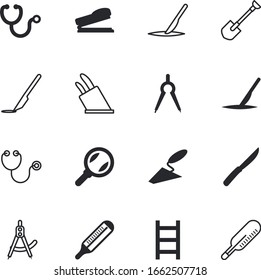 conjunto de iconos vectoriales de instrumentos como: perforador, suministro, sitio web, jardín, sombra, vidrio, visión, máquina, descubrimiento, investigación, hardware, enfoque, móvil, encontrar, tierra, casa, buscar, clip, industrial, grapado