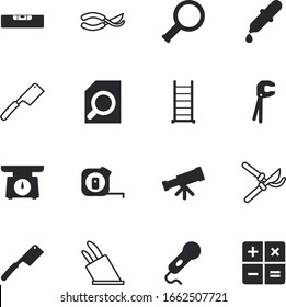 instrument vector icon set such as: inch, scales, horizontal, information, planetarium, rubber, broadcast, holding, engineer, medical, universe, renovation, spirit, machine, healthy, pipet, volume