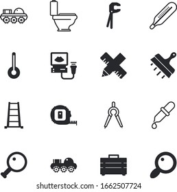 instrument vector icon set such as: universal, ultrasound, triangle, analysis, folding, pipet, length, home, carpentry, rulers, pictogram, waves, test, decoration, compass, precision, store, circle