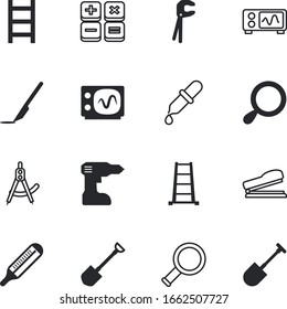 conjunto de iconos vectoriales de instrumentos como: industrial, gota, celsius, hombre de negocios, tornillo, esterilizado, dibujo, fahrenheit, abstracto, móvil, cuentagotas, quirúrgico, cálculo, cuidado, hogar, plano