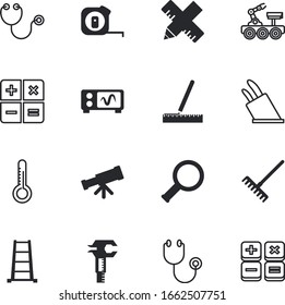 instrument vector icon set such as: house, temperature, cookery, monitor, cutting, climate, light, long, sky, magnifying, magnification, exploration, appliances, chef, caliper, modern, satellite