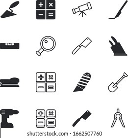 instrument vector icon set such as: water, soil, tripod, heap, intervention, battery, medic, planting, building, discover, electric, razor, stapler, health, agriculture, project, find, learning