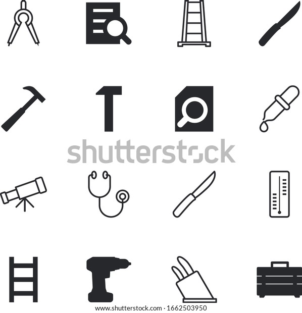 instrument vector icon set such as: learning,\
season, contractor, blueprint, view, freeze, goal, screw, summer,\
pulse, discover, tripod, heart, project, icons, spy, mechanic,\
mathematics, tube