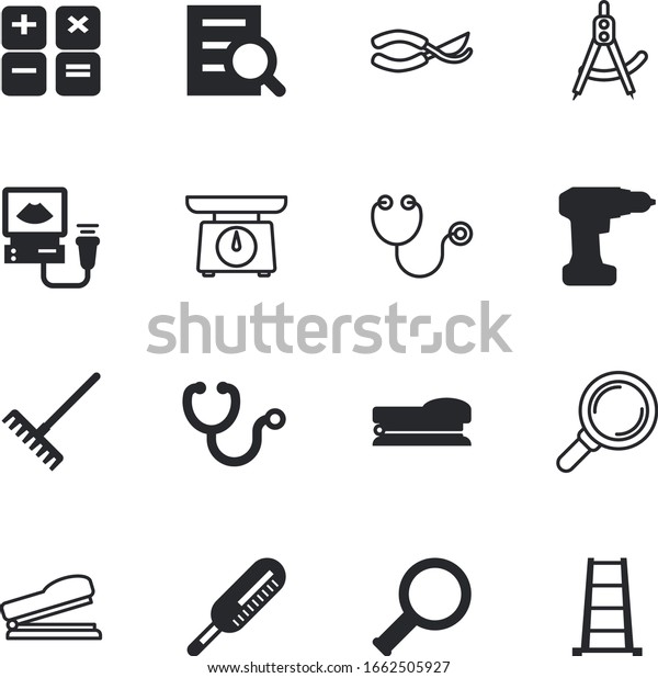 instrument vector icon set such as: financial, food,\
aluminum, drafting, silhouette, cut, autumn, mass, step,\
calculation, soil, heat, clipper, laboratory, holding, balance,\
internal, warm