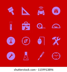 instrument vector icons set. with ruler, car with signal, speedometer and tape measure in set