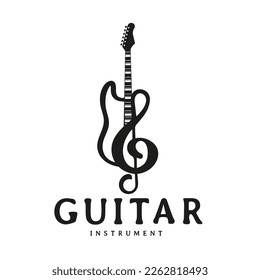 Instrumental guitar modern logo design inspiration and can be used for musical instrument shop
