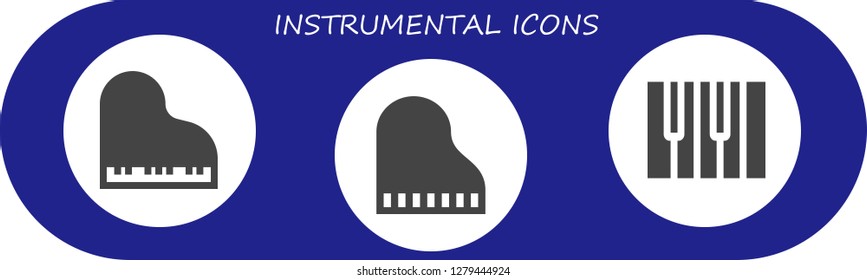  instrumental icon set. 3 filled instrumental icons. Simple modern icons about  - Piano